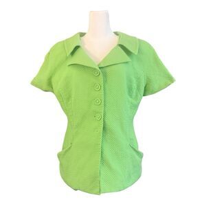 Dior Vintage Lime Green Short Sleeve Blazer Top 14